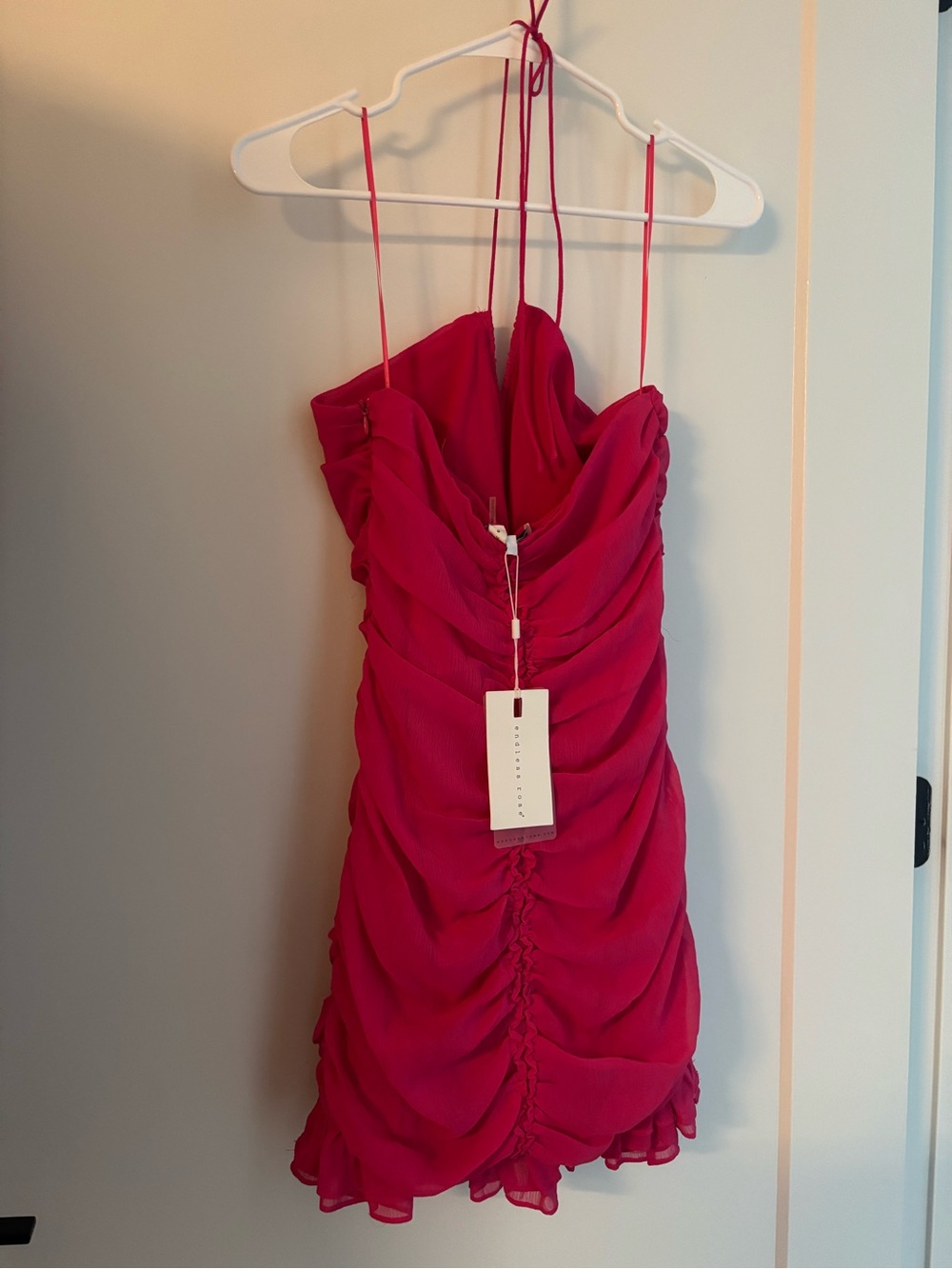 Endless Rose Fuchsia Ruched Mini Dress - Picture 2 of 4